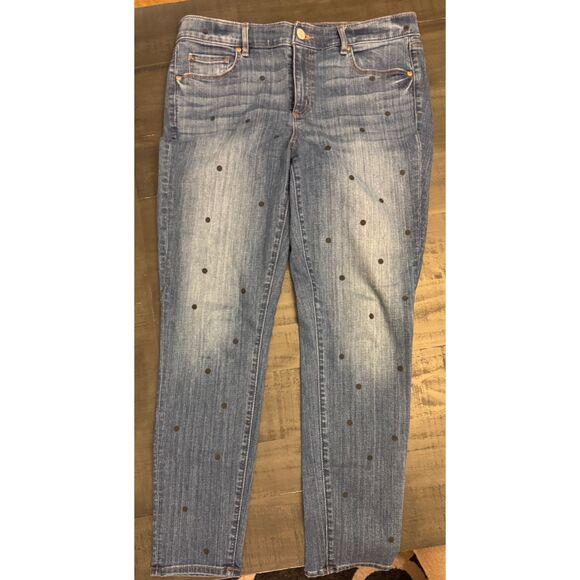 LOFT Polka Dot Jeans Modern Skinny Sz 12 - Picture 2 of 11